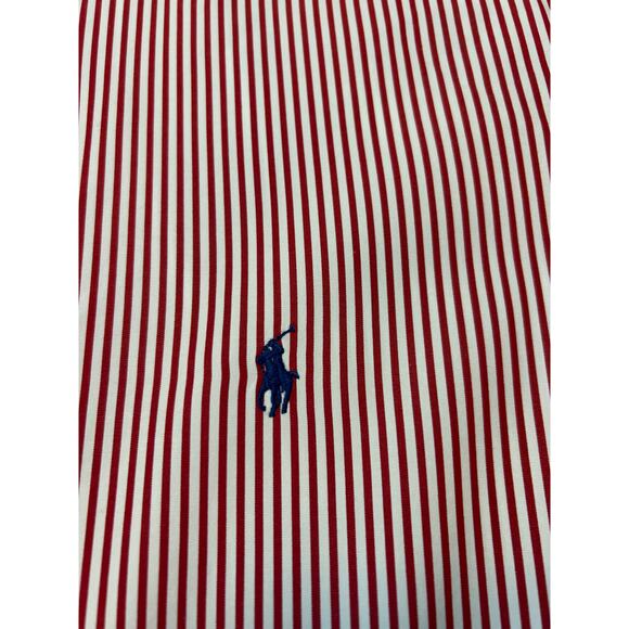 Ralph Lauren Red & White Striped Classic Fit Button Down Shirt 100% Cotton 17/34 - Picture 2 of 9